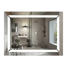 Зеркало прямоугольное LED 70х50 MIXXUS Light контур, часы, с антизопотев.