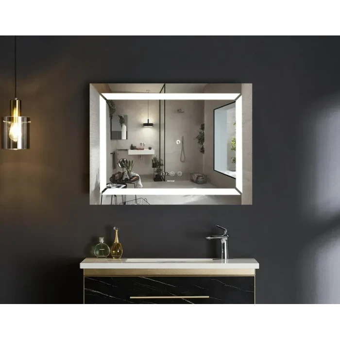 Дзеркало з LED-підсвічуванням MIXXUS Light MR01-700x500 годинник, антизапотівання