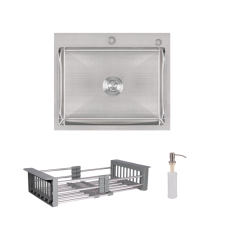 Мойка прямоугольная 600х500х220 Lidz Handmade Brush 3/1.0  интегрированная+дозатор+сушка