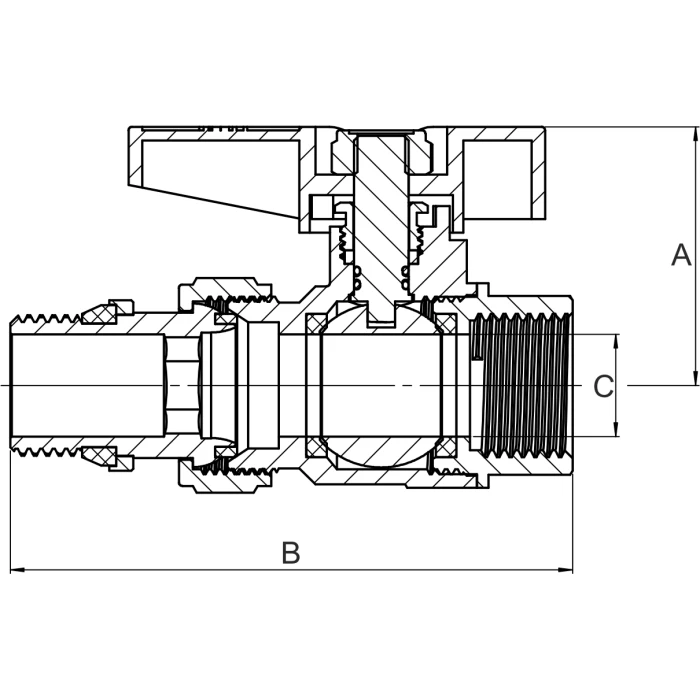 Кран с американкой 1/2 ASG мотыль красный, антипротечка