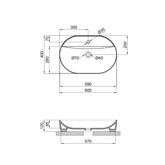 Раковина-чаша Qtap Scorpio 600х400х120 Matt black QT142203MBMBN