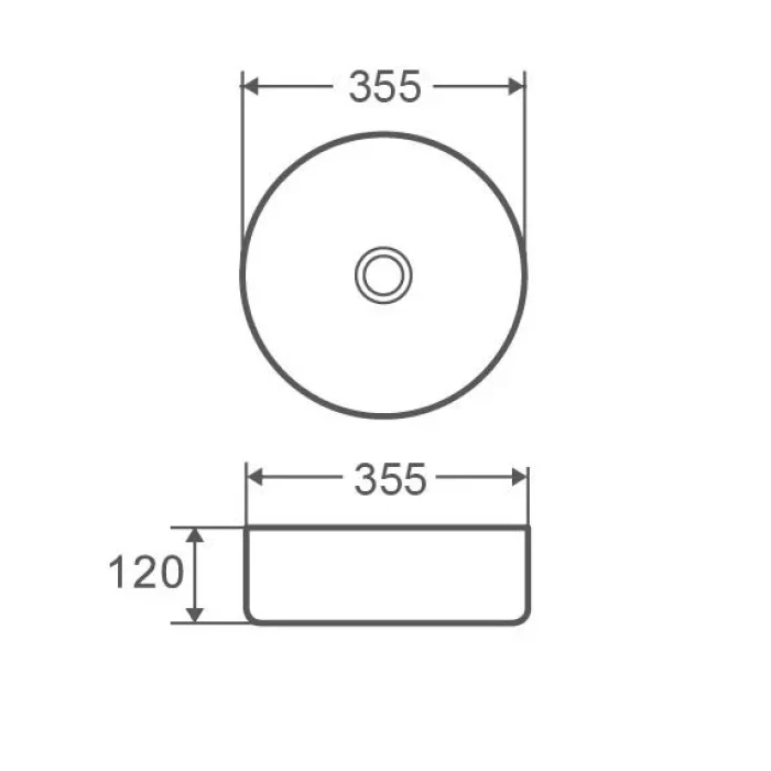 Умывальник накладной круглый 355x355x120 MIXXUS PREMIUM TOPPER-0101 керамика
