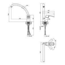 Змішувач для кухні бічний d-40 LIDZ Agata, хром