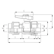 Kомпресійний ПЕ кульовий кран ITAL 40 мм х 1 1/4" з внутрішньою різьбою