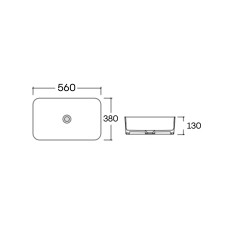 Раковина накладная Qtap Virgo N 560 мм прямоугольная без донного клапана WHITE QT18116308W