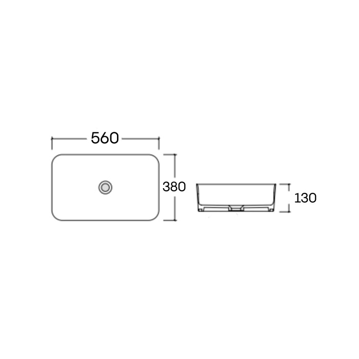 Раковина накладная Qtap Virgo N 560 мм прямоугольная без донного клапана WHITE QT18116308W