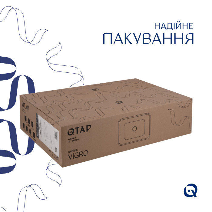 Раковина накладная Qtap Virgo N 560 мм прямоугольная без донного клапана WHITE QT18116308W
