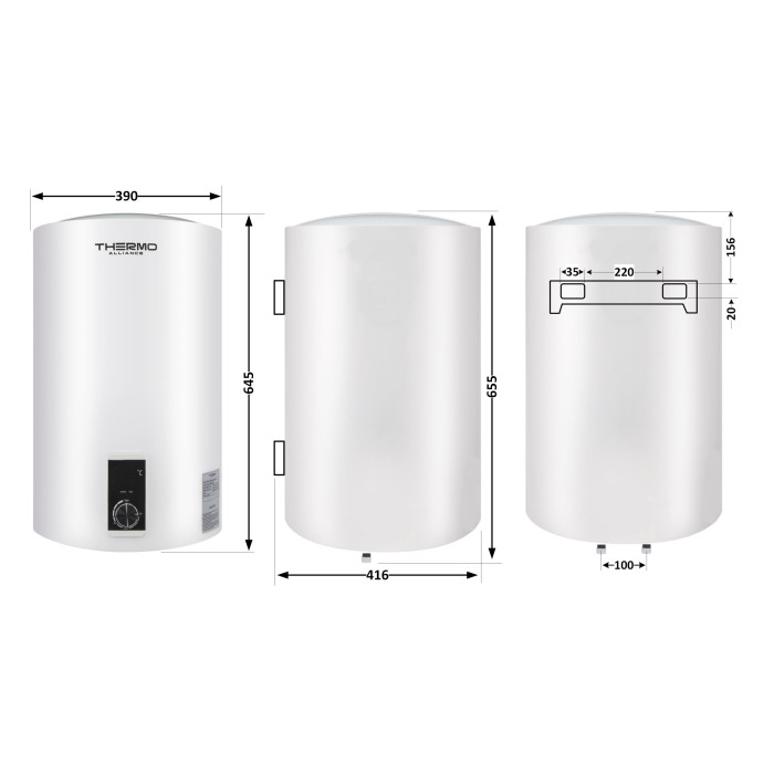 Водонагрівач електричний Thermo Alliance 50 л вертикальний сухий ТЕН 2,0 кВт D50V20J2(D)K
