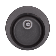 Мойка для кухни из искуственого камня Granado VITORIA 506x506x210 круглая black shine + сифон