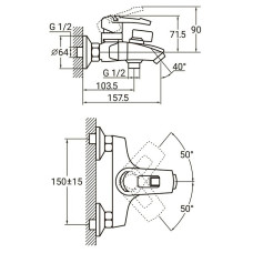 Смеситель для ванны короткий гусак AQUATICA d-35, хром