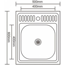 Мойка прямоугоьная накладная 600х500х190 сатин Mixxen/Formix 0,8мм