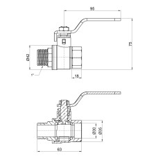 Кран шаровой SD Plus 1" ВН для воды (рычаг) SD605W25