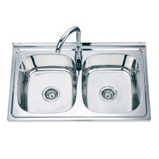 Мойка прямоугольная 800х500х180 декор Formix 0,8мм, две чаши