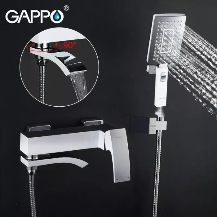 Змішувач для ванни GAPPO G3207-8, білий/хром