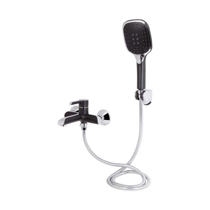 Смеситель для ванны Qtap Grand (c душевым гарнитуром) QTGRABCR006 Chrome/Black