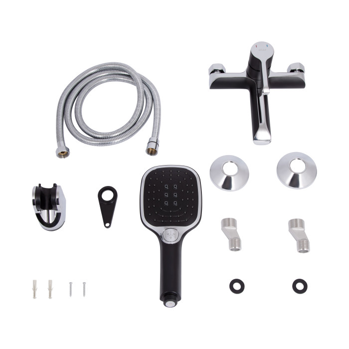 Смеситель для ванны Qtap Grand (c душевым гарнитуром) QTGRABCR006 Chrome/Black