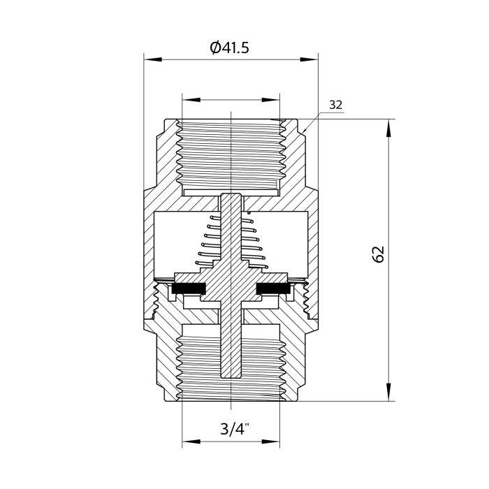 Обратний клапан Thermo Alliance Forte 3/4"ВВ никель с латунным штоком TAF240W20