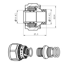 З'єднання Евроконус ITAL 20*2.0x3/4" нік. {200/20}