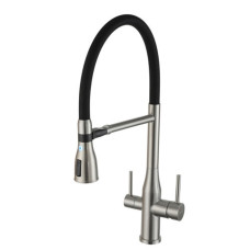 Змішувач для кухні GAPPO d-35, під фільтр, гнучкий вилив, гайка, чорний/сатин