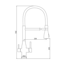 Змішувач для кухні GAPPO d-35, під фільтр, гнучкий вилив, гайка, чорний/сатин