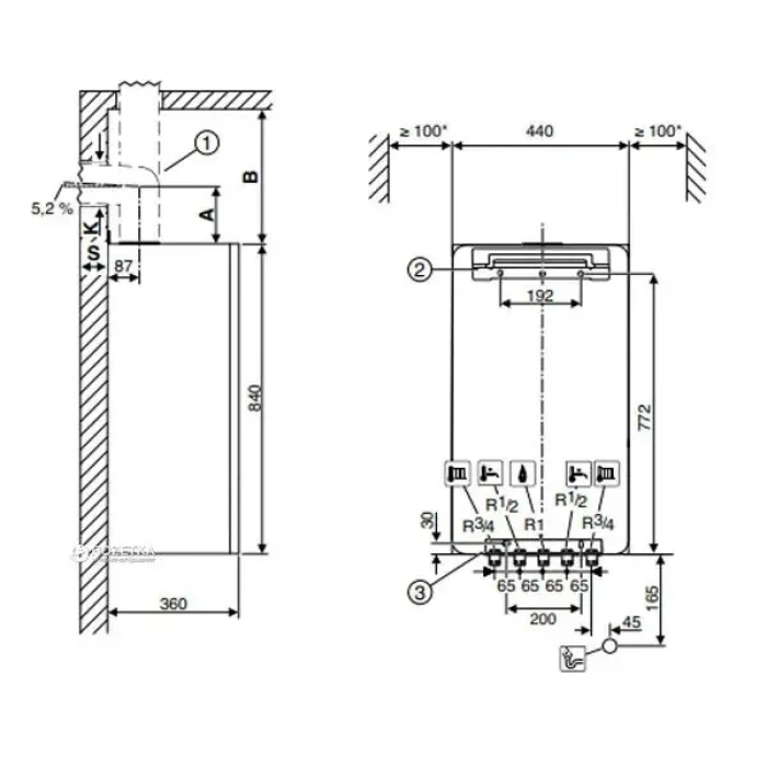 Конденсационный котел BOSCH Condens  7000iW 14 кВт 1 контурный