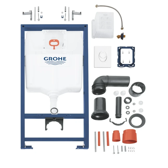Инсталляция подвесного унитаза GROHE Rapid 3 в 1 кнопка овал белая, без прокладки 38722001