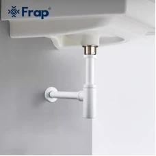 Сифон для раковини Frap F82-6 під донний клапан, латунь, білий