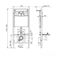 Комплект инсталляции KOLLER POOL Dune 1200SL+унитаз Orion Tornado Rimless slim soft-clous кнопка Integro Cosmo хром глянцевая