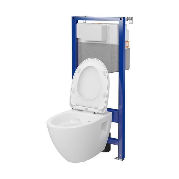 Інсталяція CERSANIT AQUA 50 QF з підвісним унітазом ModuoPlus CleanOn і дюропластовим сидінням slim, мікроліфт, легке зняття S701-814