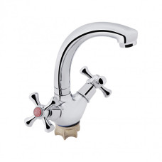 Змішувач кухня 2-х ручковий LIDZ (гайка, товстий гусак)