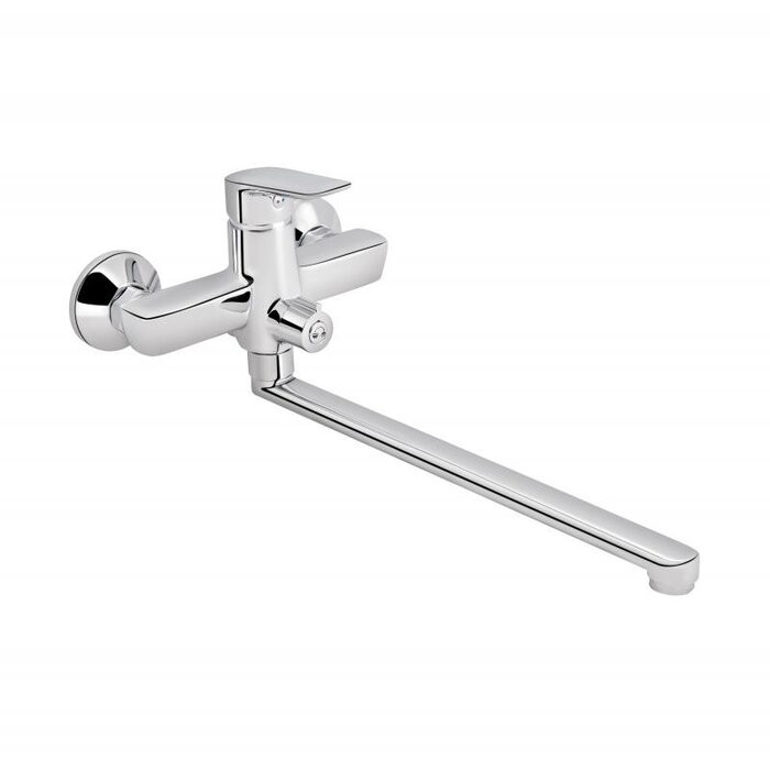 Смеситель для ванны длинный гусак латунный Q-TAP Leo 3262102GC без аксессуаров, хром
