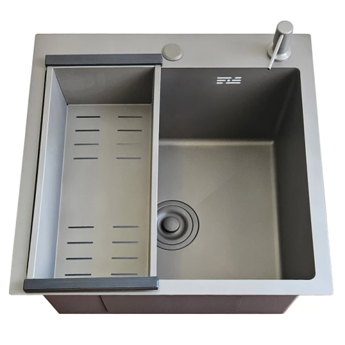 ID 5050-G мийка одинар.500x500x215мм, (3.0/0.8мм), сифон, дозатор, кошик, PVD Grey {1/1}
