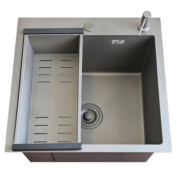 ID 5050-G мийка одинар.500x500x215мм, (3.0/0.8мм), сифон, дозатор, кошик, PVD Grey {1/1}
