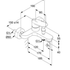 Зміш. для ванни з коротким гусаком KLUDI X1 хром (326910575)