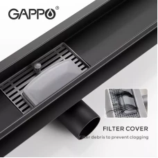 Трап для душу GAPPO G87007-36, 70х700 мм, нержавіюча сталь, чорний