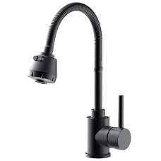 Змішувач для кухні Frap F40993-6 з гнучким виливом, 2 режими, чорний