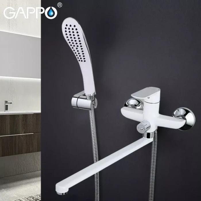 Змішувач для ванни GAPPO G2248, білий/хром