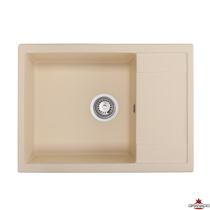 Мойка для кухни из искуственого камня Granado LINARES 675x495x200 прямоугольная ivori + сифон