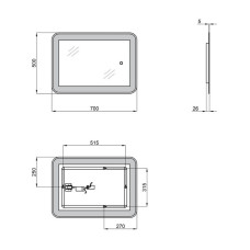 Зеркало настенное QTAP Swan прямоугольное с LED-подсветкой, touch switch, reverse, 700х500 мм
