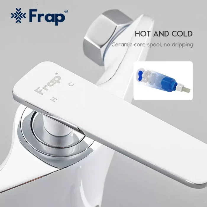Змішувач для ванни Frap F2258, білий/хром