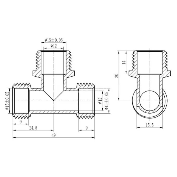 Тройник обжимной разборной 16х1/2"х16, наружная резьба SD Forte SD00022056