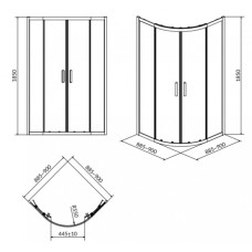 Душ. каб. полукр. CERSANIT Basic 90х90х185 (без поддона), хром проф. стекло прозр 