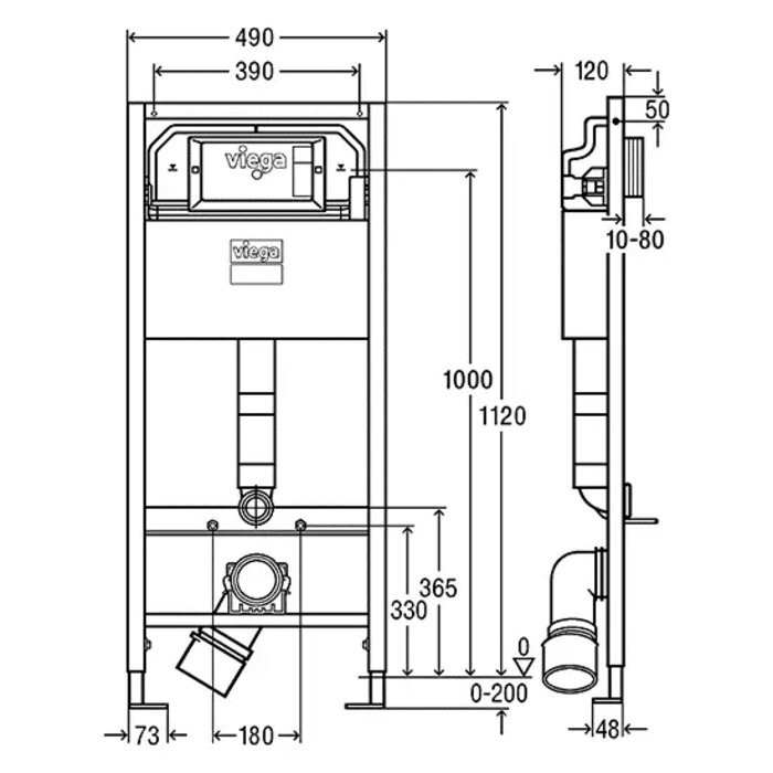 Инсталляция для унитаза 3в1 с клавишей VIEGA Prevista Dry 771973+678630+773748