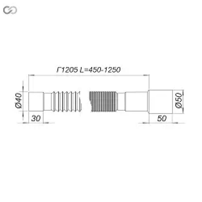 Г-1205 Гнучка трубка 40×40/50 (450-1250мм) {40}