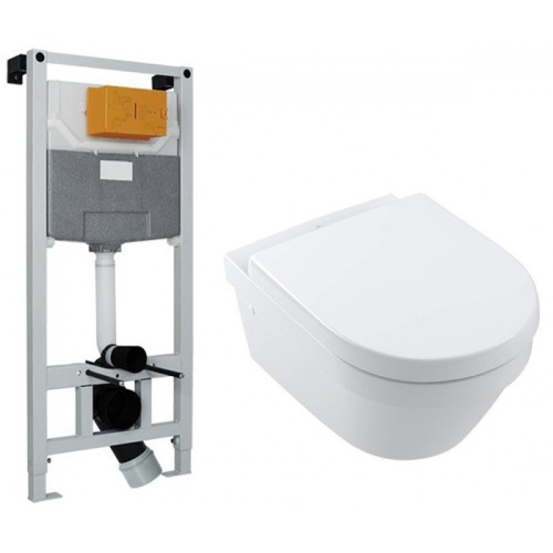 Комплект: унитаз подвесной VILLEROY & BOCH ARCHITECTURA Directflush 4694HR01 37*53см с сидением с функцией slow closing +инсталяция для подвесного унитаза VOLLE MASTER NEO 201010 без клавиши