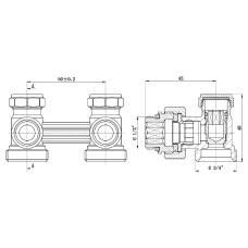 Кран буксовый SD Forte 3/4"х1/2" для радіатора нижній кутовий SF252W15