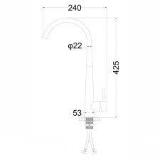 Змішувач для кухні PERLA OCELI з високим U-подібним гусом із нержавіючої сталі