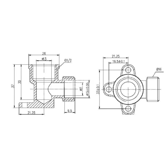 Угол обжимной разборной с креплением 16х1/2", внутренняя резьба SD Forte SD00025608