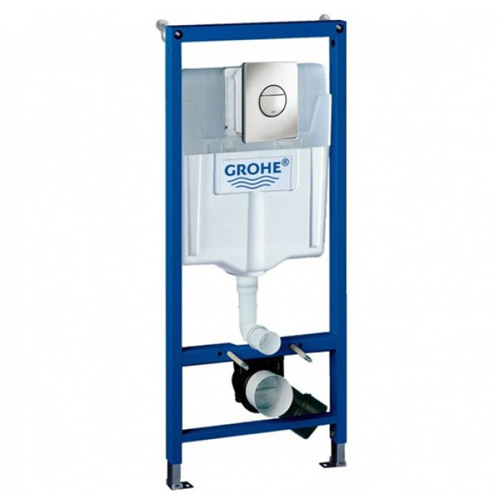 Инсталляция подвесного унитаза Grohe RAPID SL 3в1 кнопка круглая, хром 38860000