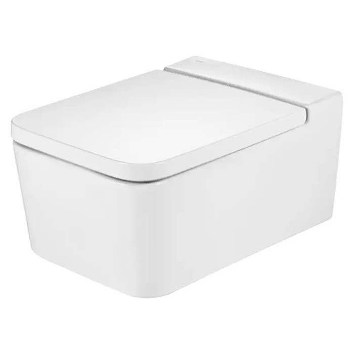 Унітаз підвісний ROCA INSPIRA Square Rimless 560х370 горизонтальний випуск, (A346537000)